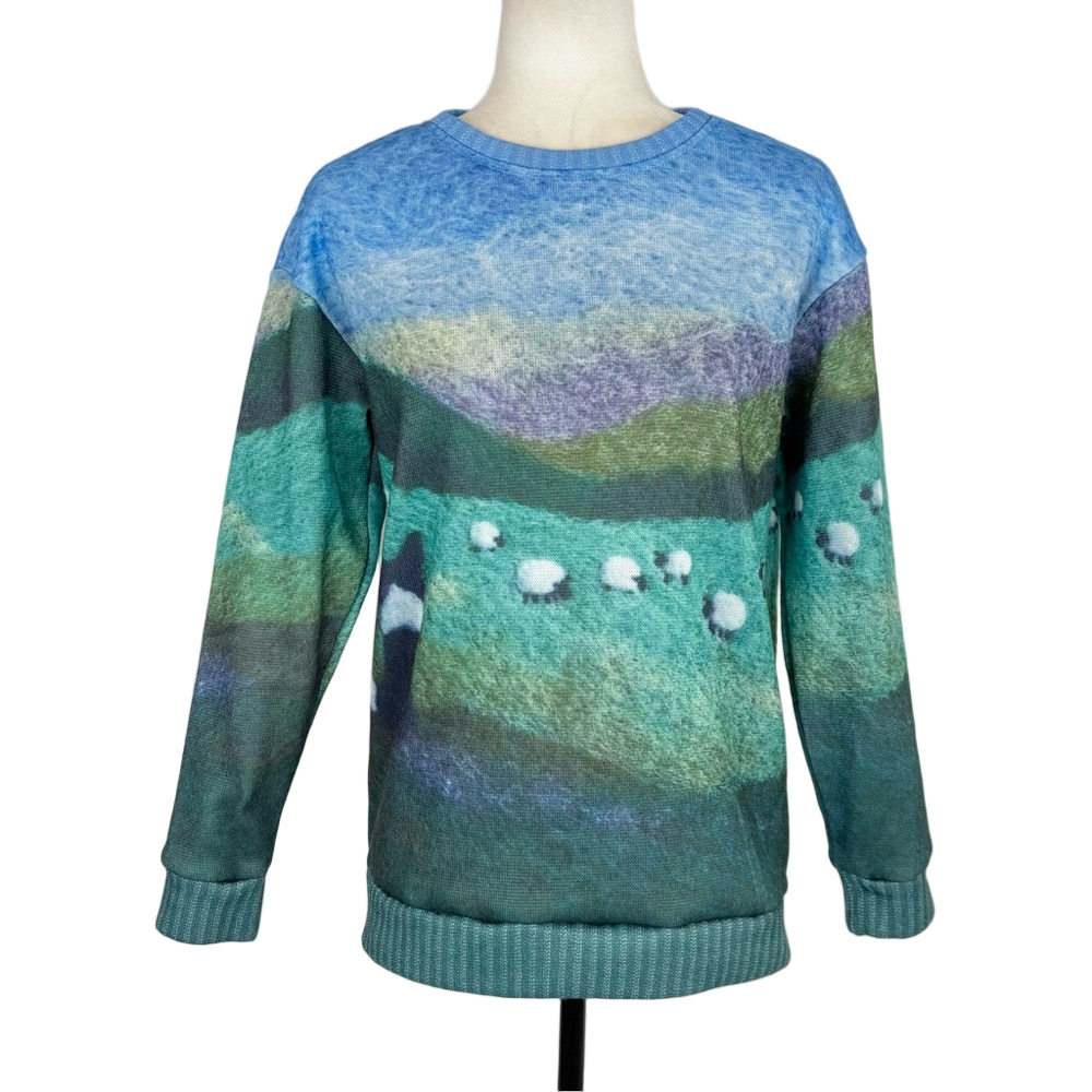 Border Collie and sheep knit sweater
